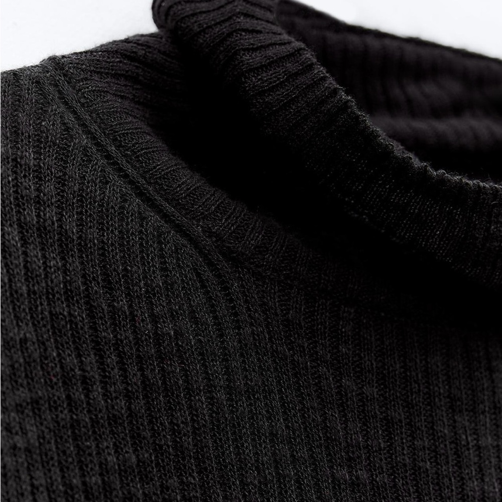 Zara Black Ribbed Long Sleeve Sweater Size Medium NWTO - Picture 4 of 6